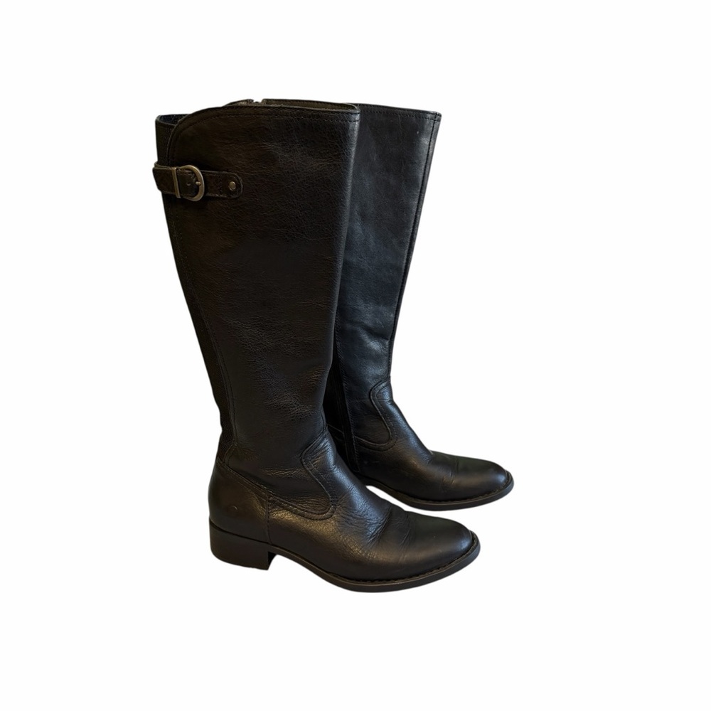 Born Carran Black Leather Healed Full Zip and Buckle Boots Size 7.5 #2102 - Picture 3 of 8